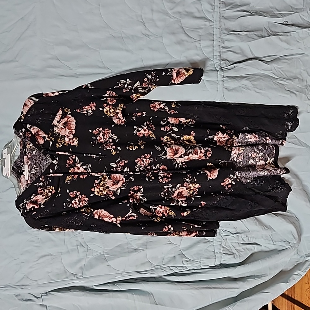 Floral hi-low tunic hoodie